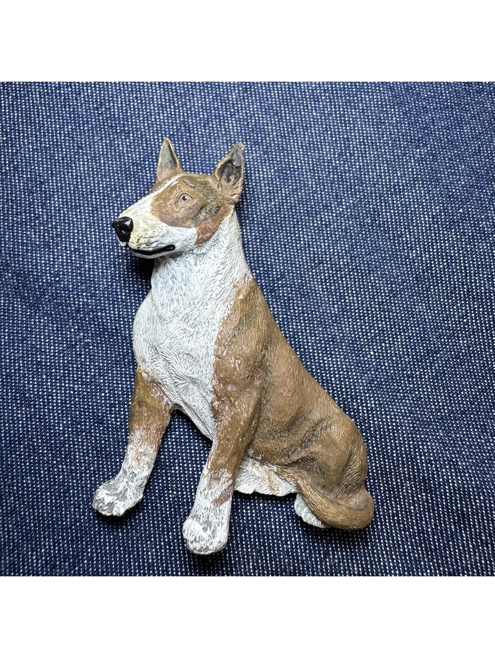 Vintage Hand Painted Bull Terrier Dog Lover Fridge Magnet Collectible 3”